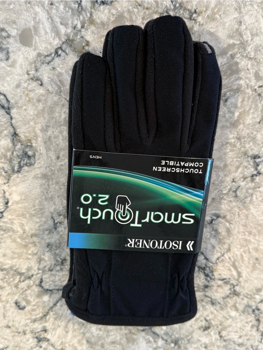 BNWT Isotoner Men's Black Touchscreen Winter Gloves